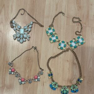 J. Crew Pastel and Gold Statement Necklaces